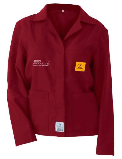 ESD Jacket 1/3 Length ESD Smock Burgundy Female L Antistatic Clothing ESD Garment